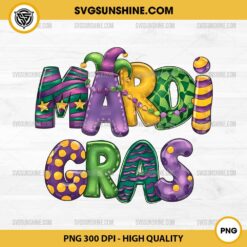 Mardi Gras Carnival PNG, Mardi Gras Letters in Stripes PNG