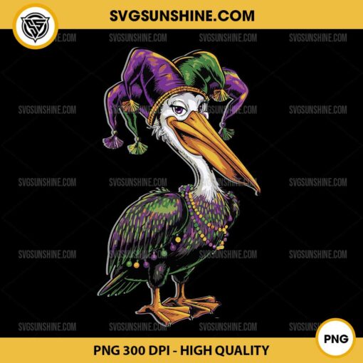 Mardi Gras Pelican PNG, Mardi Gras PNG Files, Pelican with Hat PNG File