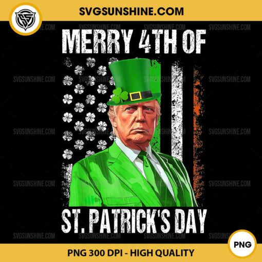 Merry 4th Of St Patrick's Day PNG, Funny Trump Leprechaun Hat PNG