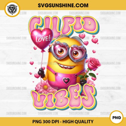 Minion Cupid Vibes Valentine PNG, Minion Happy Valentine Day PNG