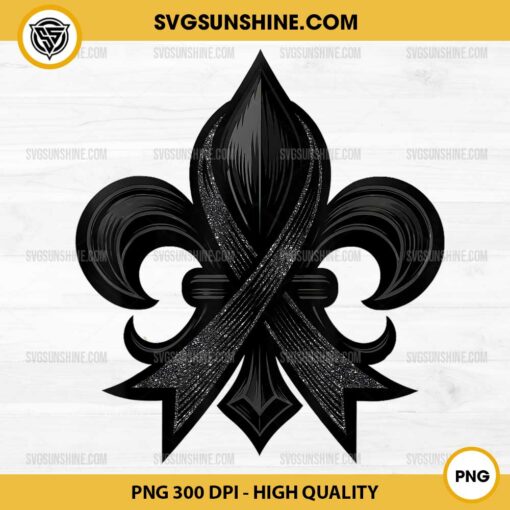 New Orleans Strong 2025 PNG, NOLA Strong Black Glitter Bling Fleur De Lis PNG