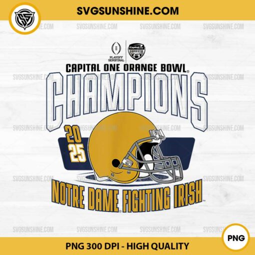 Notre Dame Fighting Irish Capital One Orange Bowl Champions 2025 PNG