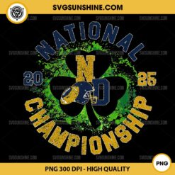 Notre Dame National Championship 2025 PNG, Vintage Notre Dame Football Clover Helmet PNG