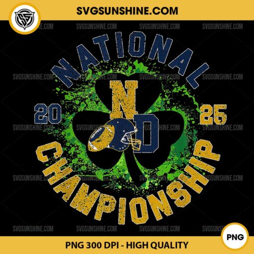 Notre Dame National Championship 2025 PNG, Vintage Notre Dame Football Clover Helmet PNG