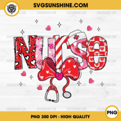 Nurse Valentine Coquette bow PNG, Valentine Nurse PNG, Nurse Valentines Day PNG Sublimation