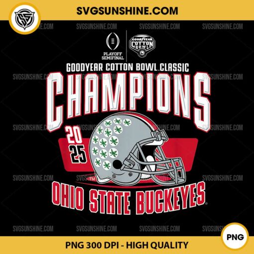 Ohio State Buckeyes Goodyear Cotton Bowl Champions 2025 CFP PNG, Ohio State Buckeyes PNG