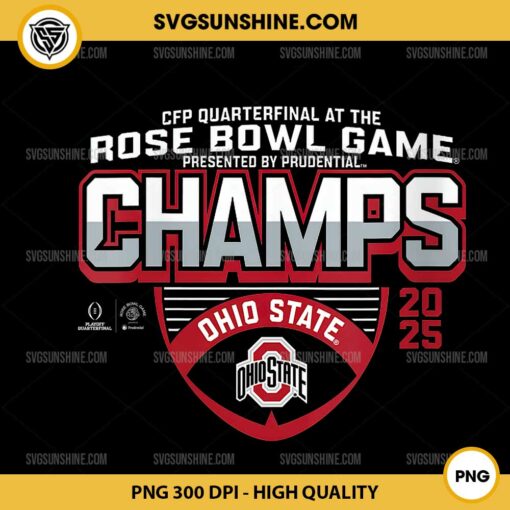 Ohio State Buckeyes Rose Bowl Champs 2025 PNG