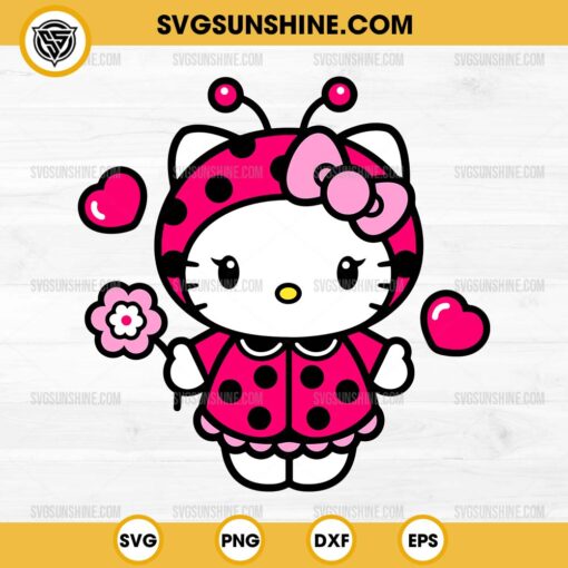 Pink Hello Kitty Lady bug SVG, Hello Kitty SVG, Valentine’s Day SVG