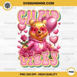 Pooh Bear Cupid Vibes Valentine PNG, Winnie The Pooh Valentine PNG