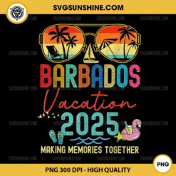 Retro Barbados Vacation 2025 Making Memories Together PNG, Family Vacation 2025 PNG