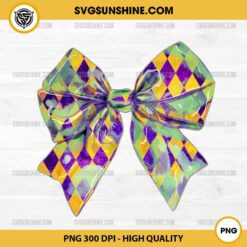 Retro Mardi Gras Bow PNG, Mardi Gras Coquette PNG