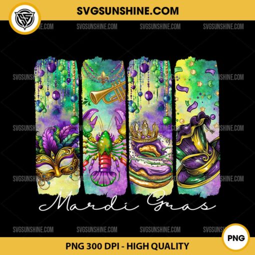 Retro Mardi Gras PNG File, Brushstroke Mardi Gras Png, King Cake Png, Louisiana Crawfish Png