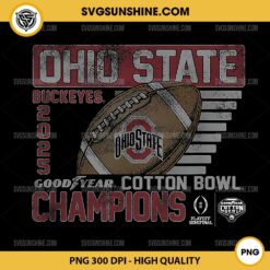 Retro Ohio State Buckeyes Goodyear Cotton Bowl Champions 2025 PNG