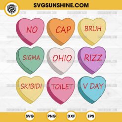 Skibidi Valentine's Day SVG, Rizz Candy Heart Groovy SVG