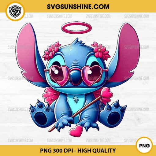 Stitch Cupid Valentine PNG, Stitch Happy Valentine Day PNG