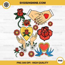 Tattoo Vintage Style Art PNG, Roses Tattoo PNG