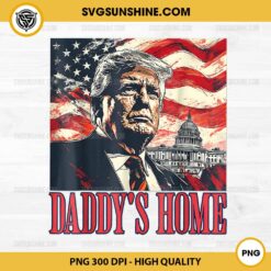 Trump Daddys Home PNG, White House USA American Flag PNG