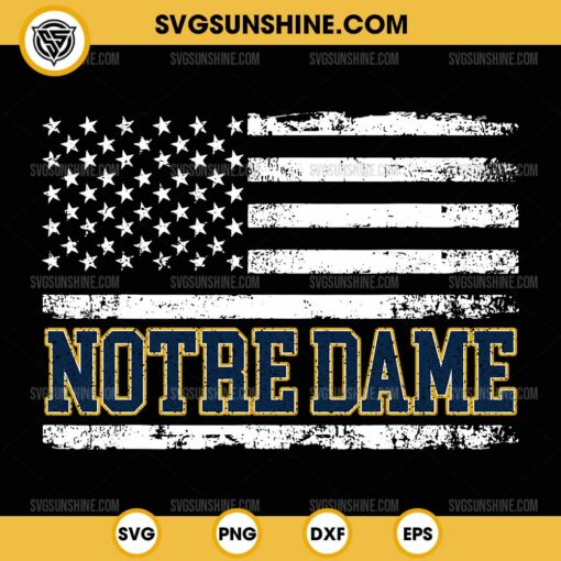 USA Flag Notre Dame Patriotic SVG, American Flag Notre Dame Fighting Irish Football SVG