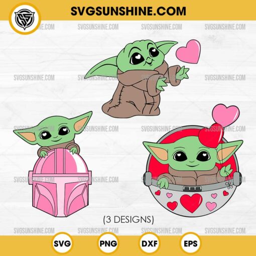 Baby Yoda Valentine's Day SVG, Valentine Baby Yoda SVG, Love Heart Baby Yoda SVG