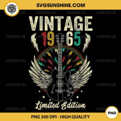 Vintage 1965 Limited Edition PNG, Birthday Gifts 60 Years Old Guitar PNG