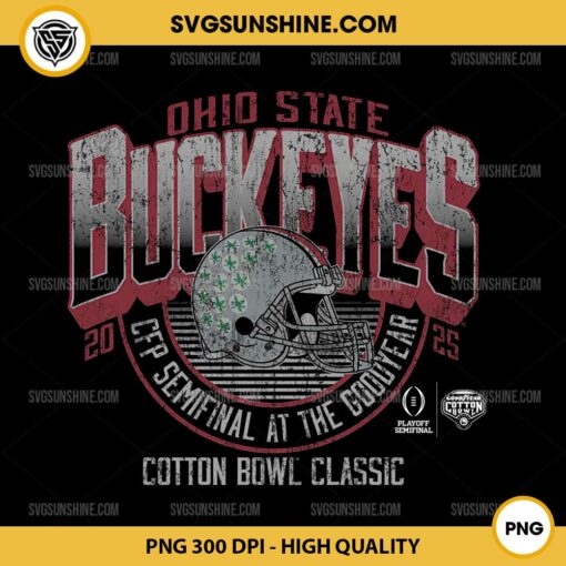 Vintage Ohio State Buckeyes 2025 Goodyear Cotton Bowl Champions PNG