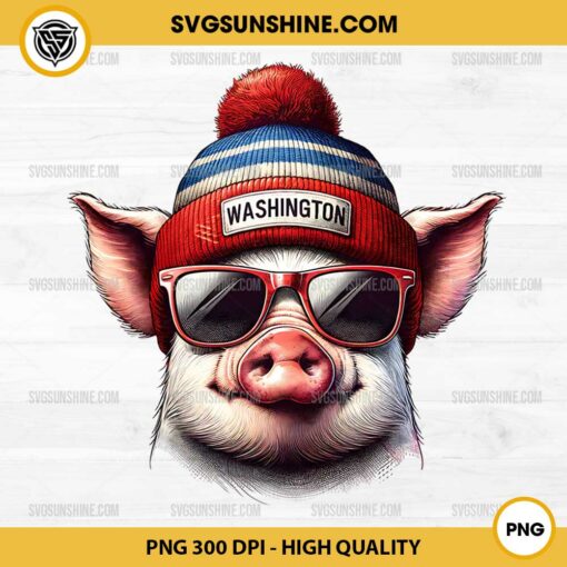 Washington Commanders Mascot PNG, Pig in Beanie with Sunglasses PNG