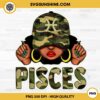 Pisces Queen Black Woman PNG, Camo Afro Girl PNG