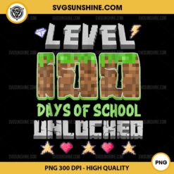 Level 100 Days Of School Unlocked PNG, Gaming Pixel 100th Day PNG