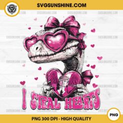 I Steal Hearts Valentine PNG, Funny Trump Valentines Day Dinosaur PNG