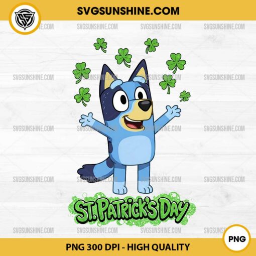 Bluey St Patricks Day PNG, Bluey Shamrock PNG