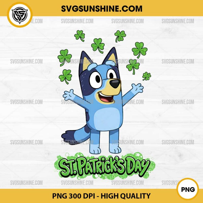 Bluey St Patricks Day PNG, Bluey Shamrock PNG