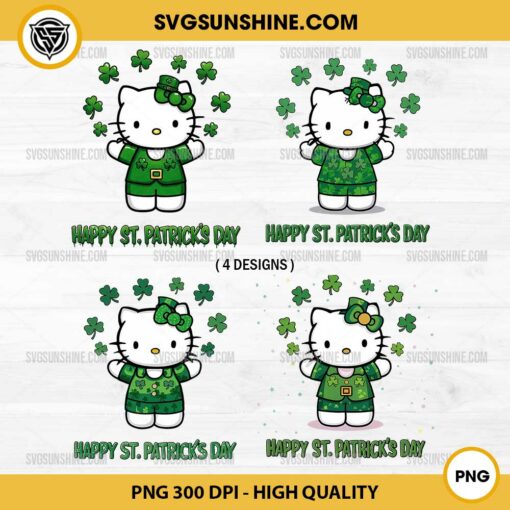 Bundle Hello Kitty Happy St Patricks Day PNG, Hello Kitty Shamrock PNG