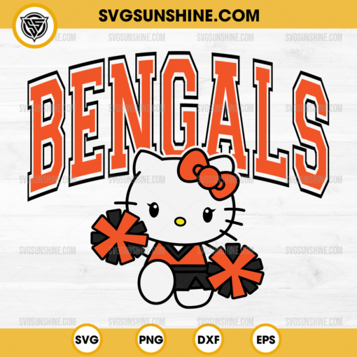 Hello Kitty Cincinnati Bengals SVG, Hello Kitty Cheerleader SVG, Hello Kitty NFL Football SVG