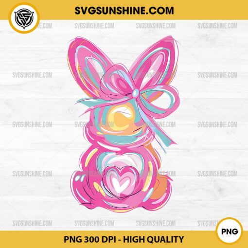 Colorful Bunny Easter Coquette PNG, Brushstroke Bunny Easter PNG, Easter Day PNG