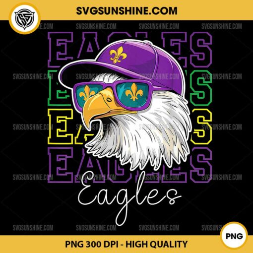 Cool Eagles with Mardi Gras Sunglasses PNG, Philadelphia Eagles Football Happy Mardi Gras PNG