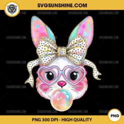 Cute Bunny Rabbit With Glasses Bubblegum PNG, Bunny with Heart Glasses PNG