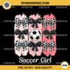 Cute Soccer Girl PNG, Coquette Bow Soccer Girl PNG, Soccer Brushstroke PNG