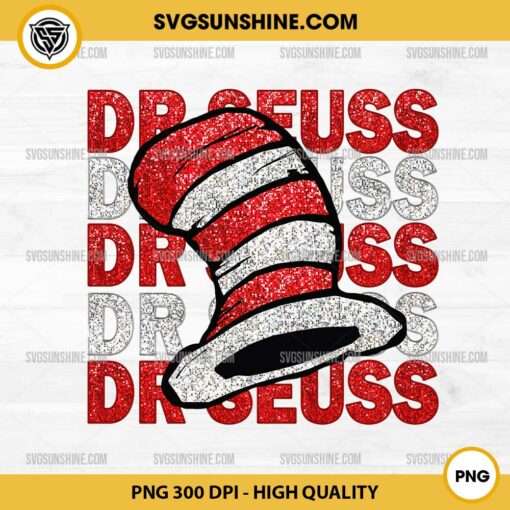 Dr Seuss Hat PNG, Faux Embroidery Sequin Dr Seuss PNG