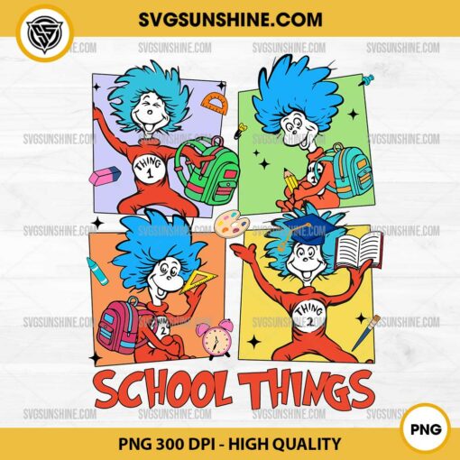 Dr Seuss School Things PNG, Thing One Thing Two PNG, School PNG