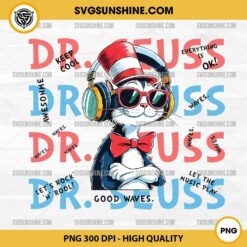 Dr Seuss The Cat In The Hat PNG, Cool Cat With Sunglasses And Headphones PNG