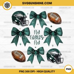 Fly Eagles Fly Helmet And Bow PNG, Girly Eagles Bow PNG, Coquette Bow Philadelphia Eagles PNG