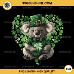 Funny St. Patrick’s Day Koala PNG, Lucky Shamrock Irish Wildlife PNG