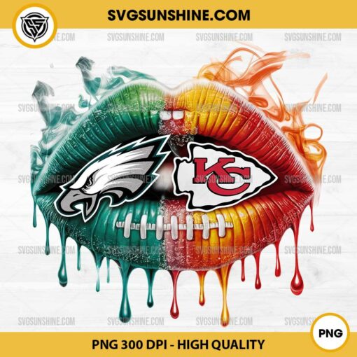 Glitter Eagles Vs Chiefs Lips PNG, Football Lips PNG, Super Bowl PNG