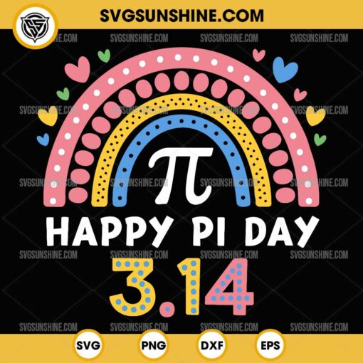 Happy Pi Day 3.14 SVG, Rainbow Happy Pi Day SVG