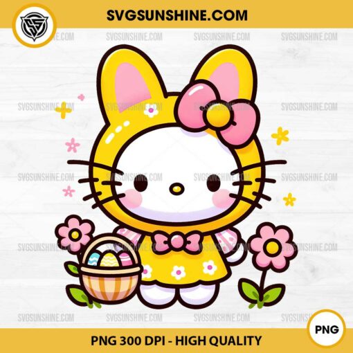 Hello Kitty Easter Bunny PNG, Easter Eggs Basket PNG