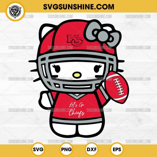 Hello Kitty Kansas City Chiefs SVG, Let's Go Chiefs SVG, Hello Kitty Football KC Chiefs SVG