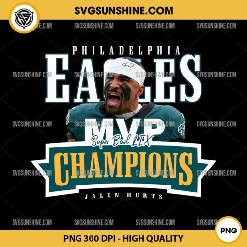 Jalen Hurts MVP Super Bowl LIX Champions PNG, Jalen Hurts Philadelphia Eagles PNG