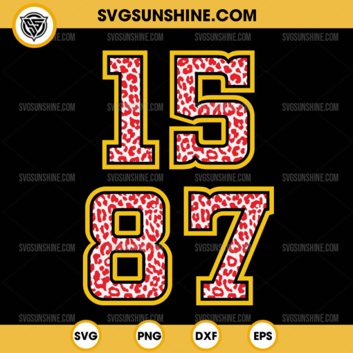 Leopard Kansas City Football Player SVG, Patrick Mahomes 15 SVG, Travis Kelce 87 SVG