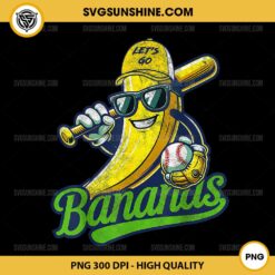 Let's Go Bananas PNG, Banana Playing Baseball PNG, Fruit Lover Baseball Player PNG