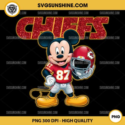 Mickey Mouse 87 Kansas City Chiefs PNG, Kansas City Mickey Football PNG, Mickey Travis Kelce Chiefs PNG